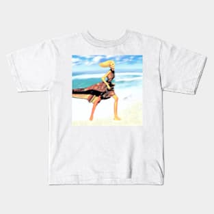 Happy girl by the sea Kids T-Shirt